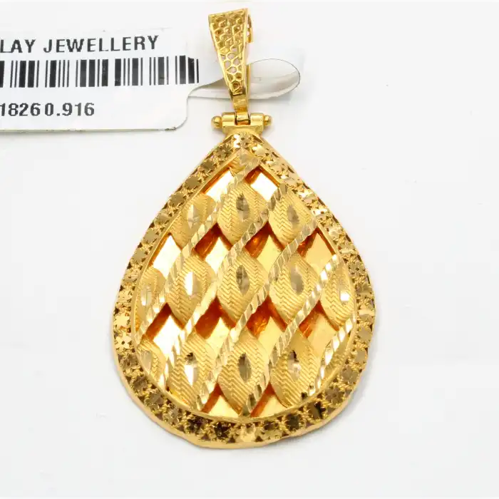 22 Ayar Örgülü Damla Model Kolye Ucu