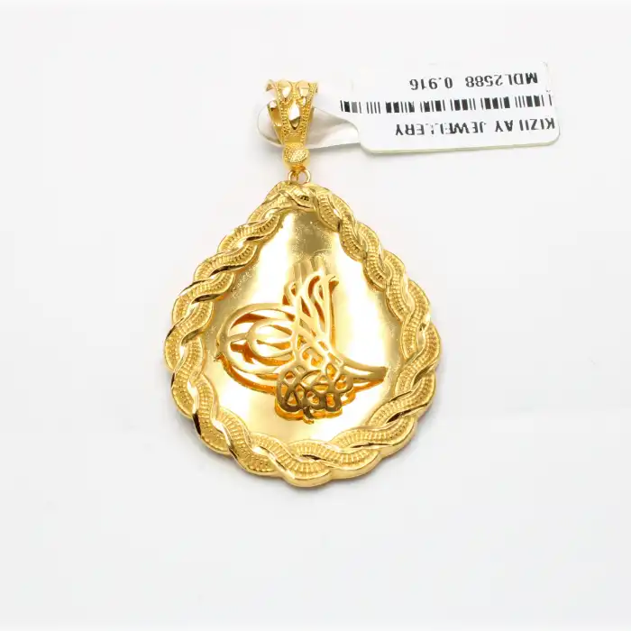 22 Ayar Örgülü Şık Tuğra Kolye Ucu