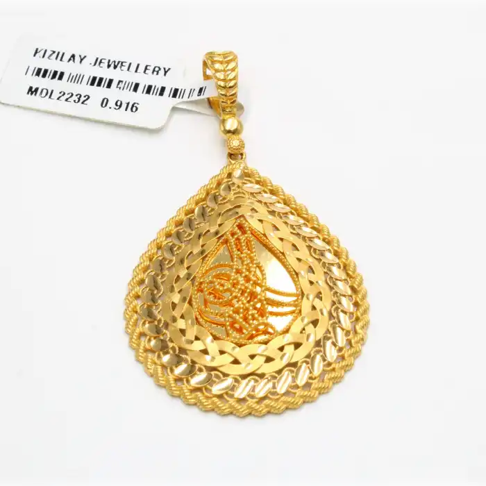 22 Ayar Örgülü Tuğra Kolye Ucu