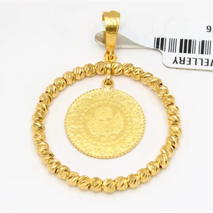 22 Ayar Oval Tasarım Dorika Kolye Ucu