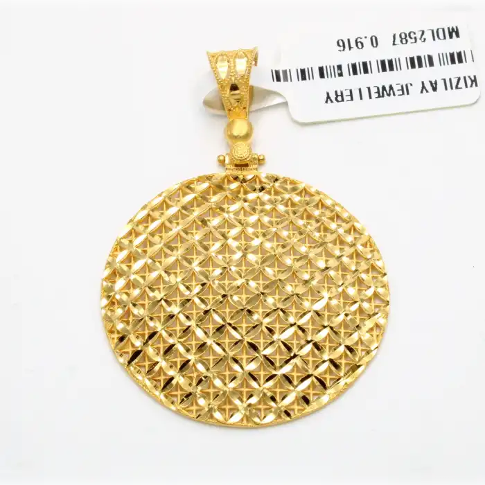 22 Ayar Oval Tasarım Kolye Ucu