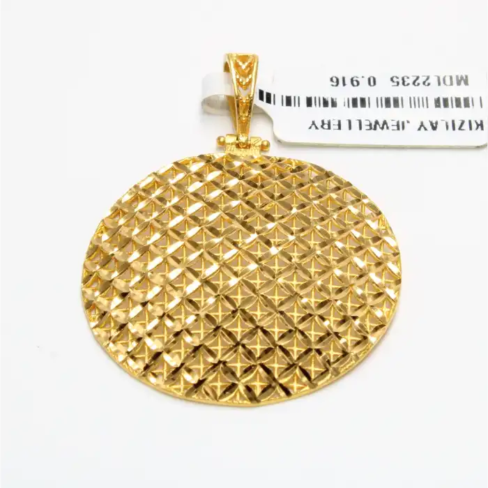 22 Ayar Oval Tasarım Kolye Ucu