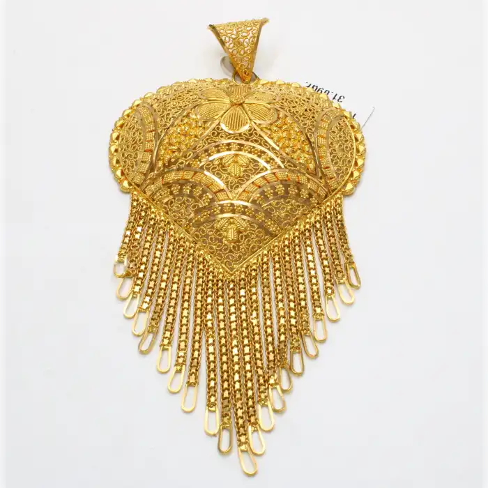 22 Ayar Papatya Desenli Hint Kolye Ucu