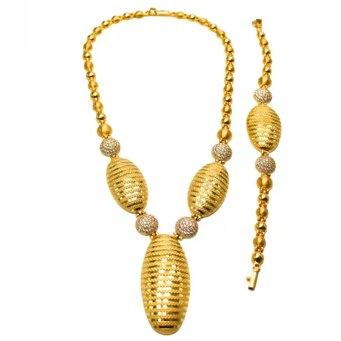 22 Ayar Parmak İzi Taşlı Set