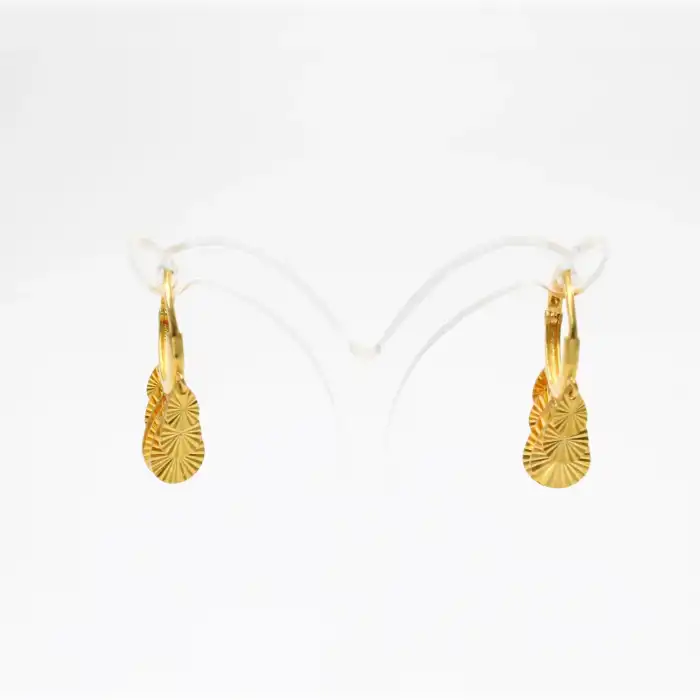 22 Ayar Pullu Lazer ışlemeli Küpe