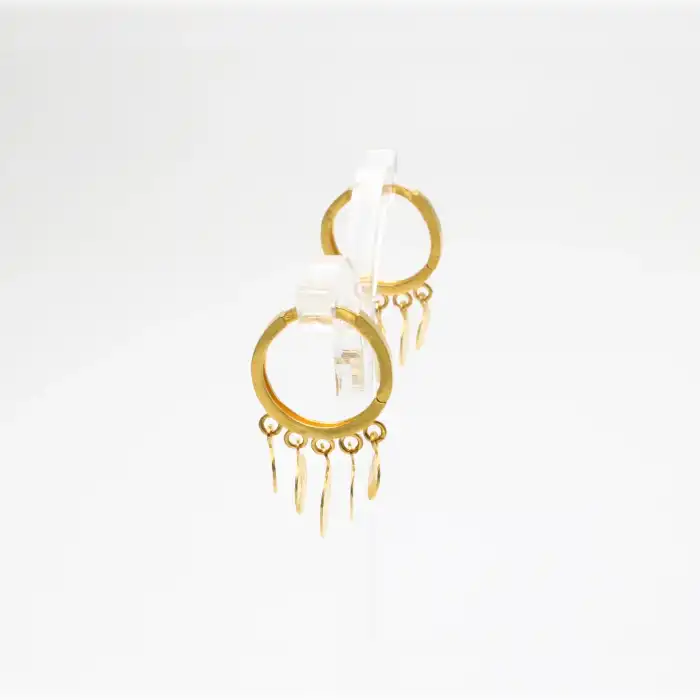 22 Ayar Pullu Lazer ışlemeli Küpe