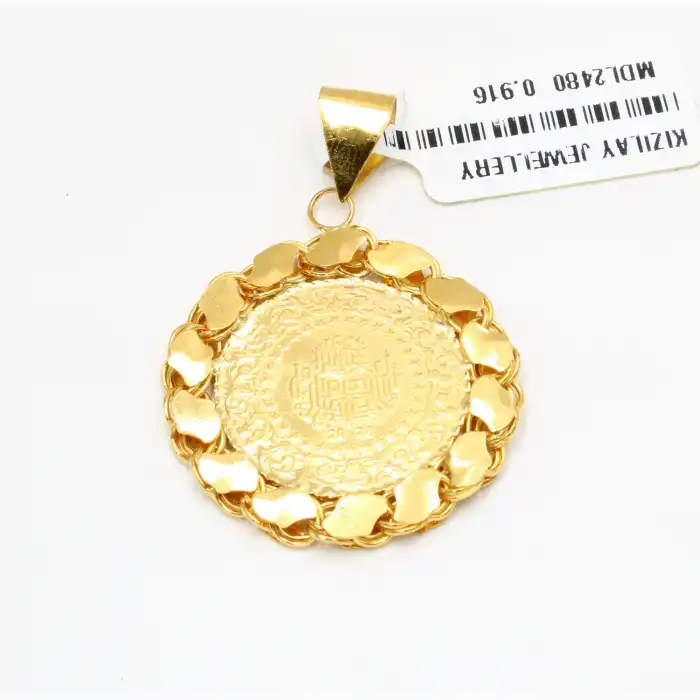 22 Ayar Pullu Yarım Altın Kolye Ucu