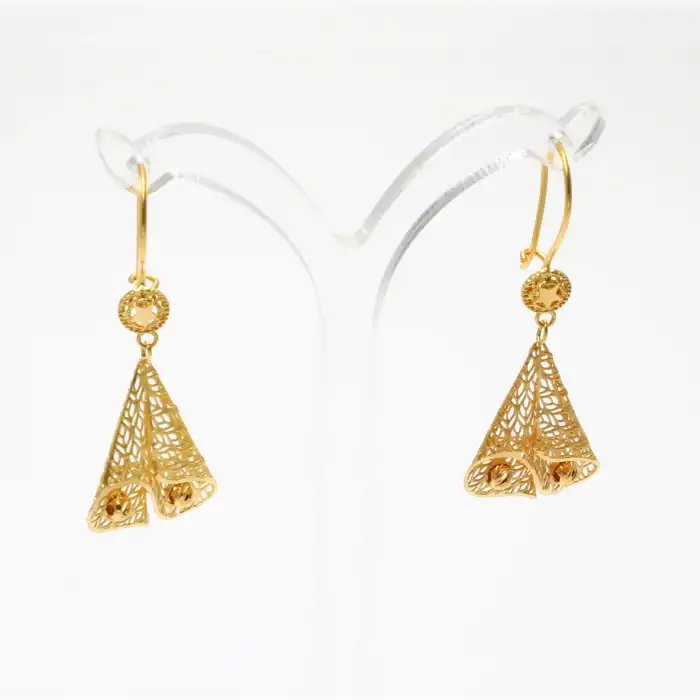 22 Ayar Sallamalı Dorikalı Tül Küpe