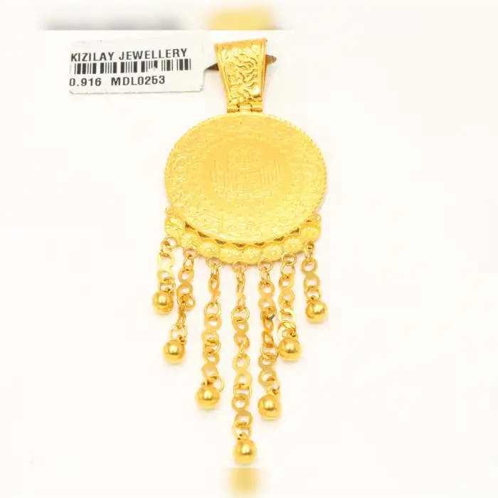 22 Ayar Tam Altın Kişnişli Kolye Ucu