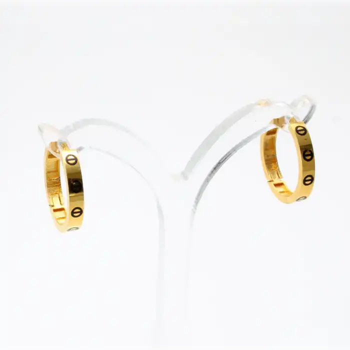 22 Ayar Tasarım Cartier Desenli Küpe