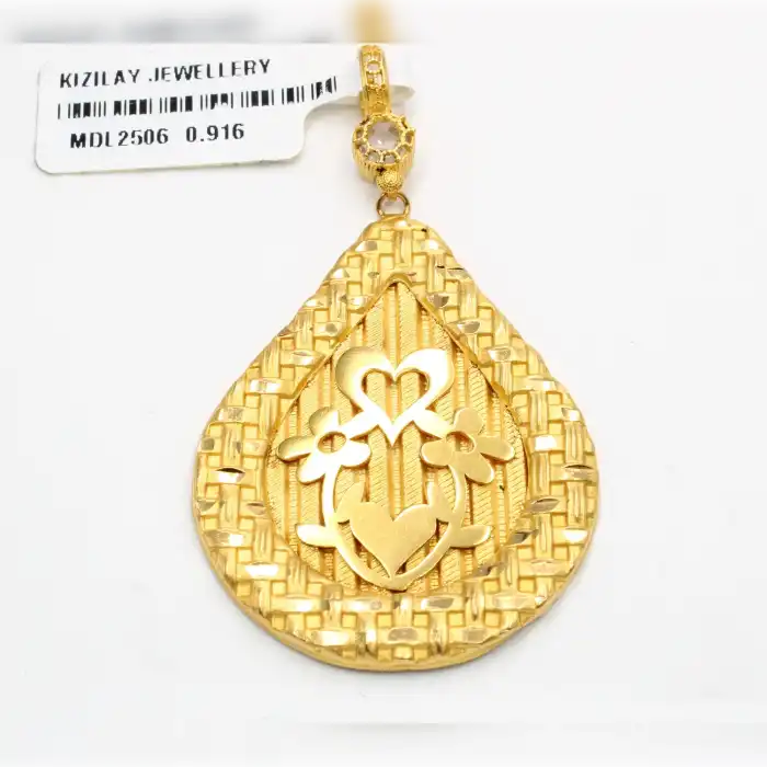 22 Ayar Tasarım Çiçek Desenli Kolye Ucu