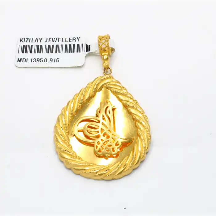 22 Ayar Tasarım Madalyon Tuğra Kolye Ucu