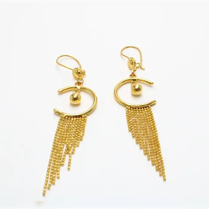 22 Ayar Tasarım Püsküllü Küpe