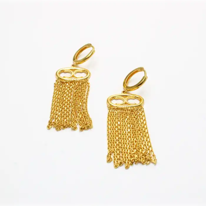 22 Ayar Tasarım Püsküllü Küpe