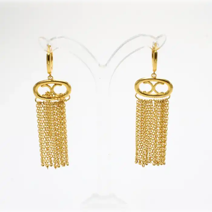 22 Ayar Tasarım Püsküllü Küpe