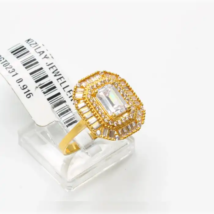 22 Ayar Taşlı Baget Yüzük