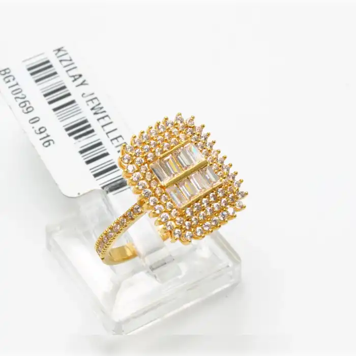 22 Ayar Taşlı Baget Yüzük