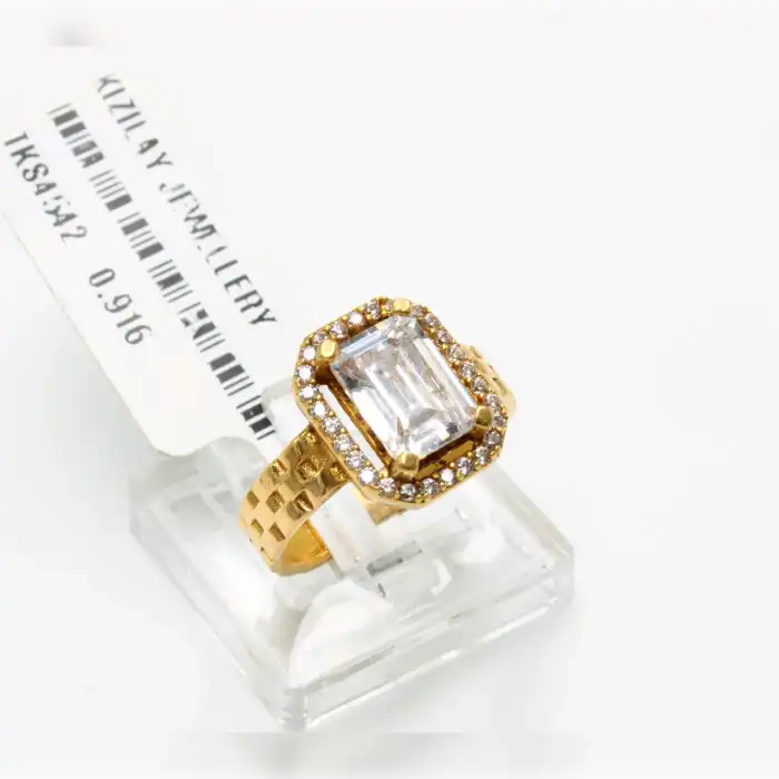 22 Ayar Taşlı Baget Yüzük