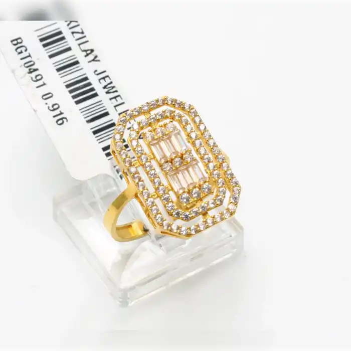 22 Ayar Taşlı Baget Yüzük