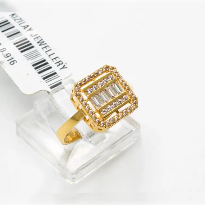 22 Ayar Taşlı Baget Yüzük