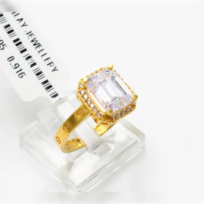 22 Ayar Taşlı Baget Yüzük