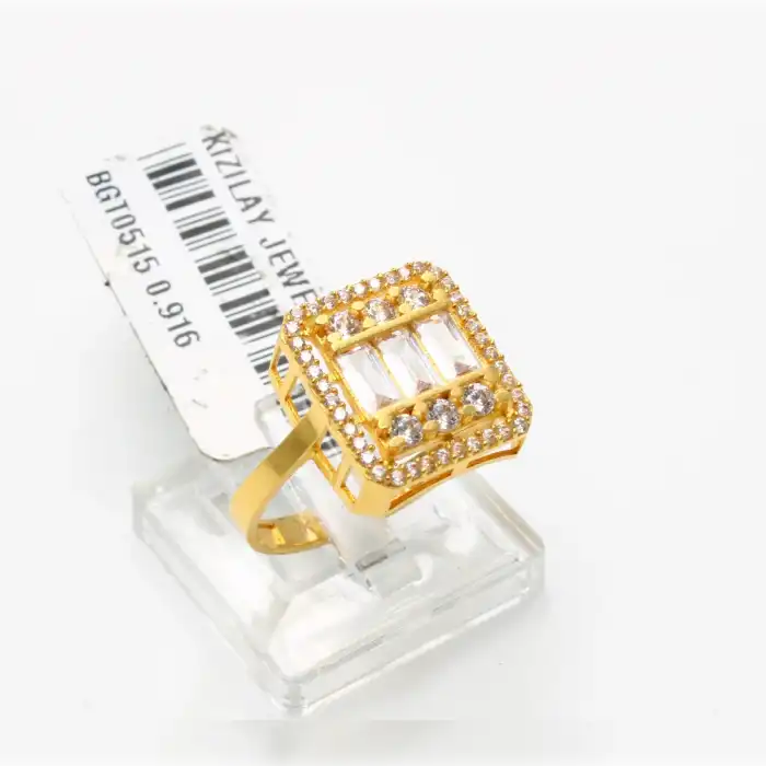 22 Ayar Taşlı Baget Yüzük