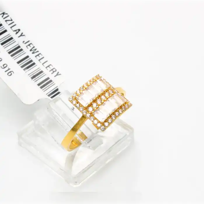 22 Ayar Taşlı Baget Yüzük
