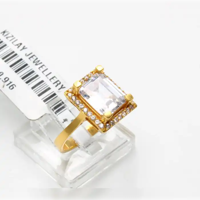 22 Ayar Taşlı Baget Yüzük