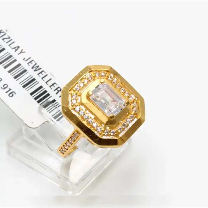 22 Ayar Taşlı Baget Yüzük