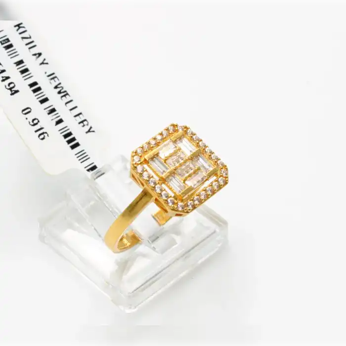 22 Ayar Taşlı Baget Yüzük