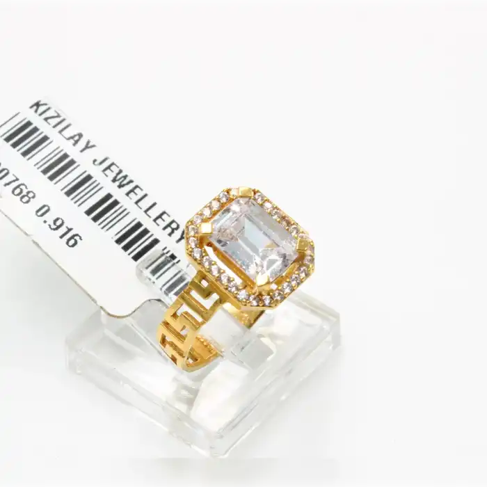 22 Ayar Taşlı Baget Yüzük