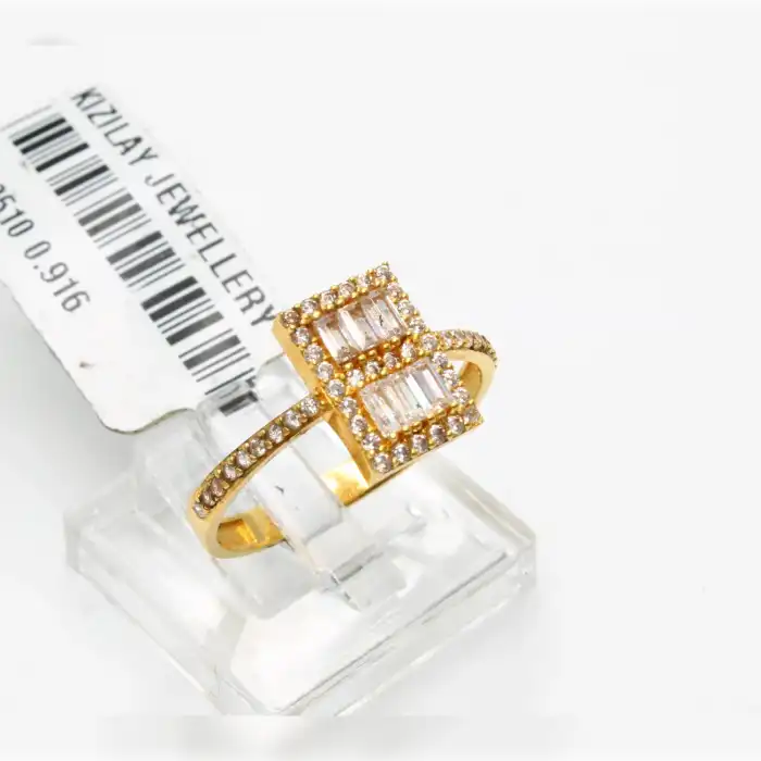 22 Ayar Taşlı Baget Yüzük