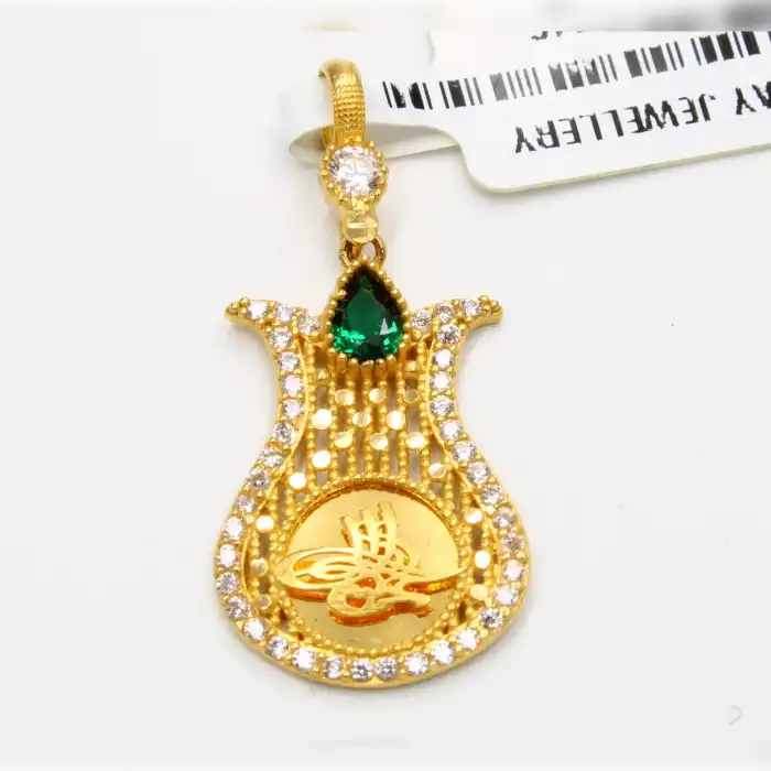 22 Ayar Taşlı Lale Model Kolye Ucu