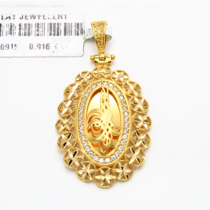 22 Ayar Taşlı şık Tuğra Kolye Ucu