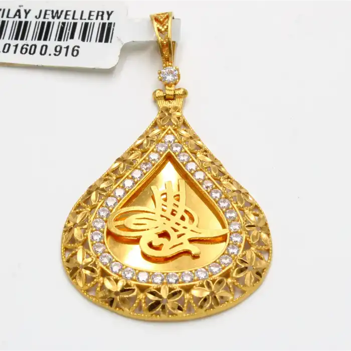 22 Ayar Taşlı Tasarım Kolye Ucu