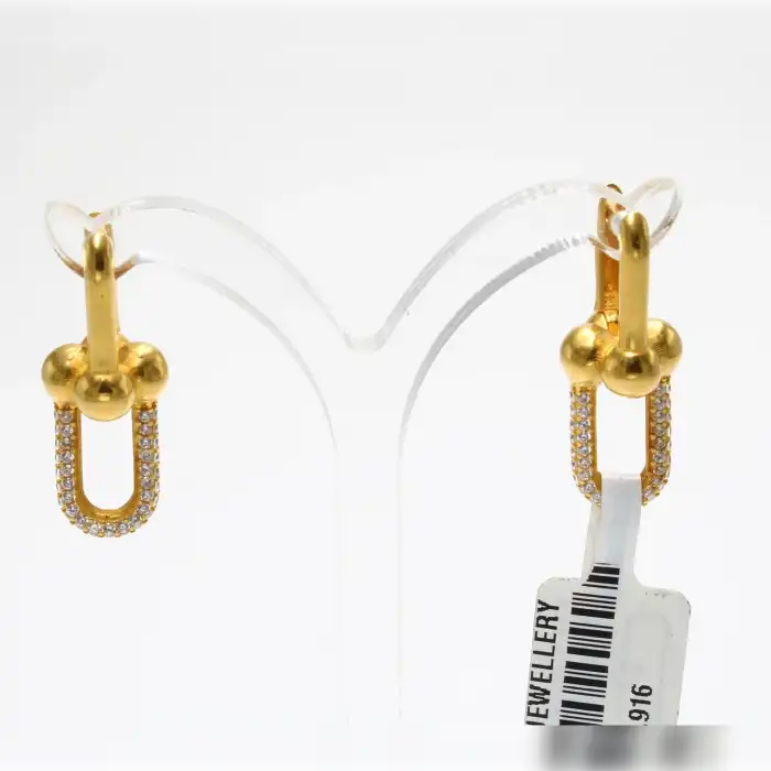 22 Ayar Taşlı Ataç Küpe