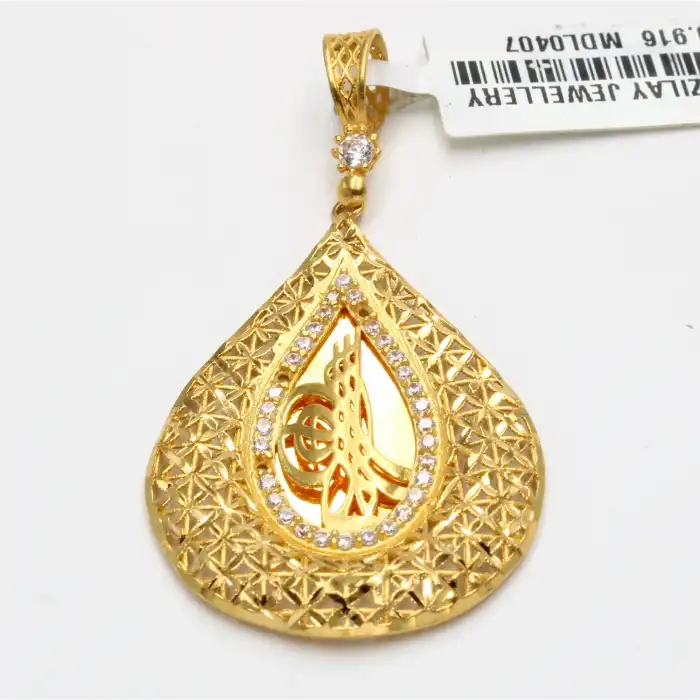 22 Ayar Taşlı Tuğra Kolye Ucu