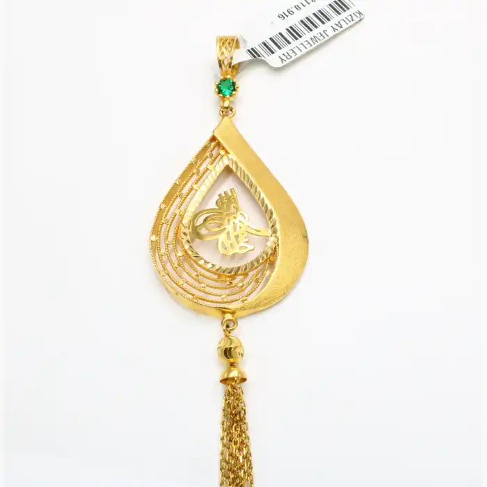 22 Ayar Taşlı Tuğra Kolye Ucu