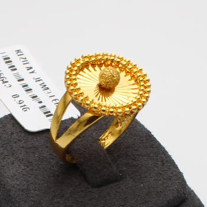 22 Ayar Tek Toplu Aynalı Oval Yüzük