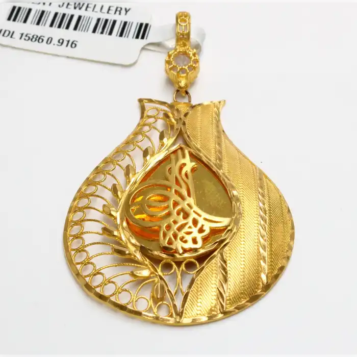 22 Ayar Tuğra Tasarım Kolye Ucu