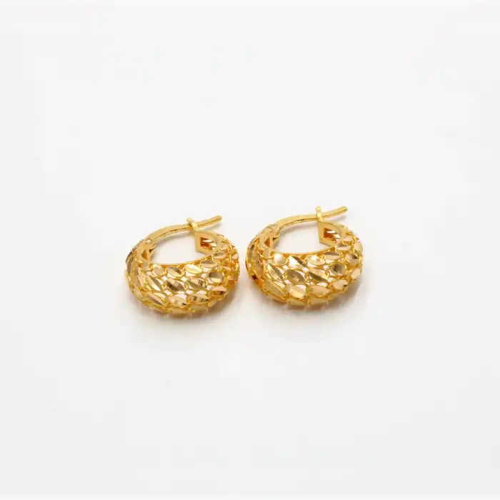 22 Ayar Tül Desenli Küpe