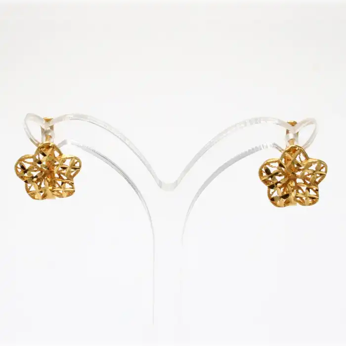 22 Ayar Tül Desenli Küpe