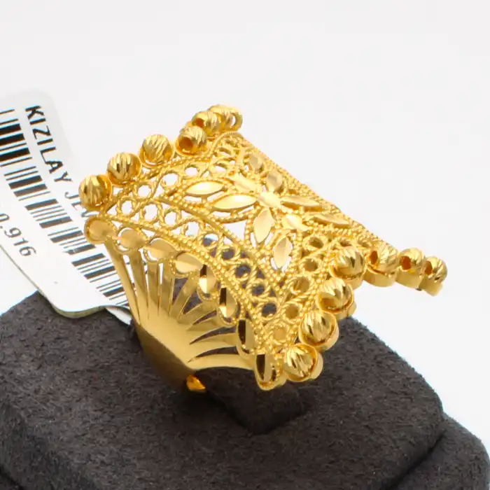 22 Ayar Tül Desenli Yüzük