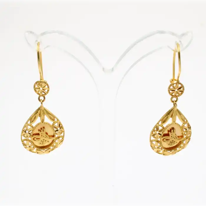 22 Ayar Tuðralı Desenli Küpe