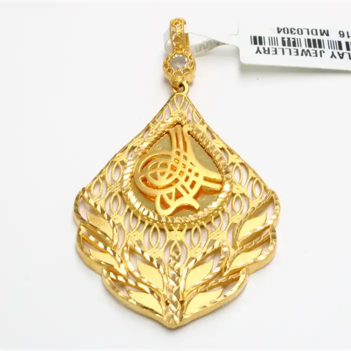 22 Ayar Yaprak Desenli Kolye Ucu