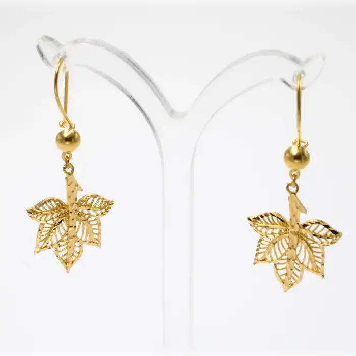 22 Ayar Yaprak Model Sallama Küpe