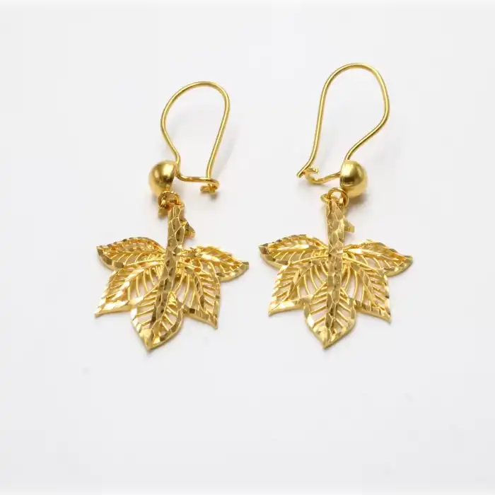 22 Ayar Yaprak Model Sallama Küpe