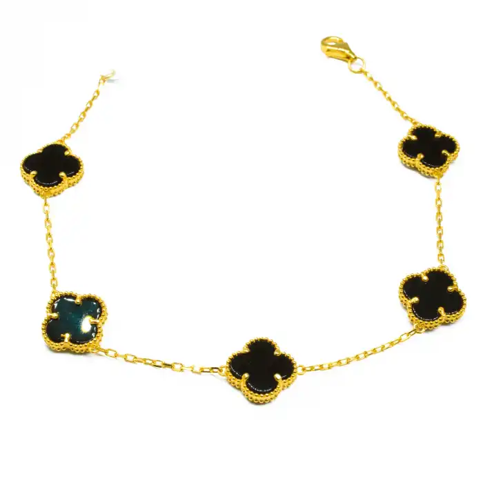 22 Ayar Yonca Siyah Bileklik