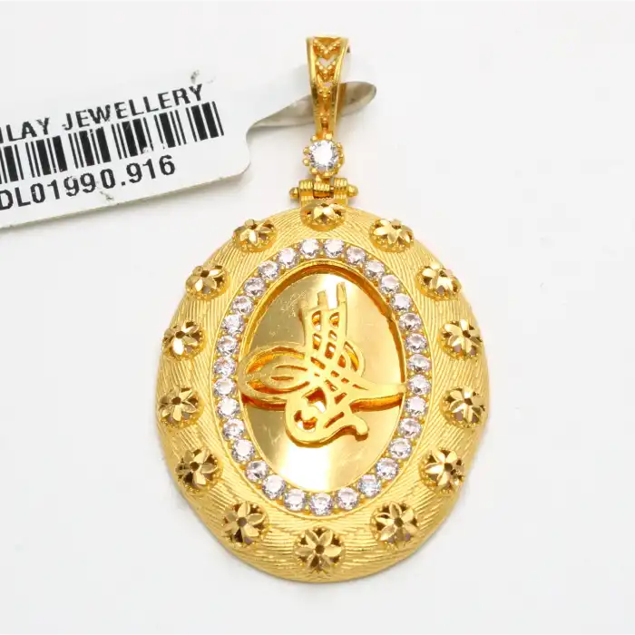 22 Ayar Yonca Taşlı Kolye Ucu