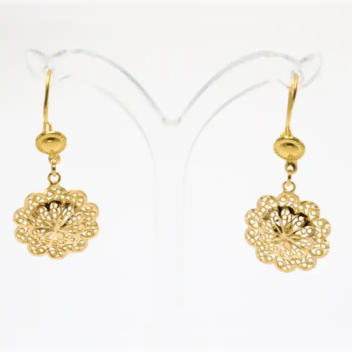 22 Ayar Yuvarlak Desenli Küpe